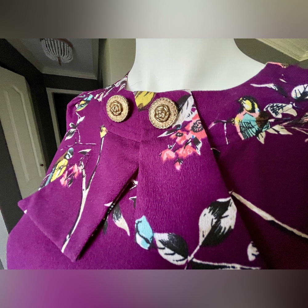 Hell Bunny Aubergine Birdy Dress Size Small - Picture 8 of 17
